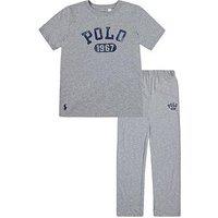 Ralph Lauren Boys Short Sleeve T-Shirt And Pants Lounge Set - Grey