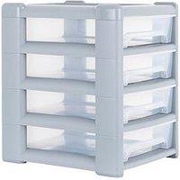 Wham Shallow 4-Drawer Storage Unit In Light Grey