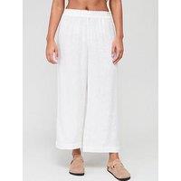 Only Wide Leg Linen Trousers - White