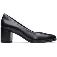 Clarks Freva55 Court Shoes - Black Leather