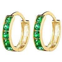 Seol + Gold 18Ct Gold Plated Sterling Silver Emerald Cz Huggies