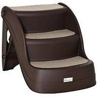 Pawhut Foldable Pet Stairs Portable Dog Steps 3-Step Design With Non-Slip Mats For High Beds, Sofas, 49 X 38 X 38 Cm, Brown