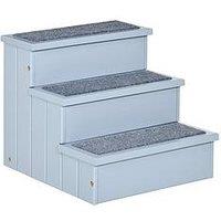 Pawhut 3 Step Wooden Pet Stairs Steps Dog Stairs Carpet Non Slip Grey