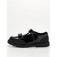 The Very Collection Toezone Girls T-Bar Patent Leather Bow Shoe - Black