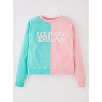 Pieces Kids Girls Vacay Sweat - Electric Green/Prism Pink
