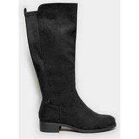 Yours Extra Wide Fit Stretch Knee Boot Micro Black