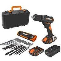Worx 20V Cordless Hammer Drill With X2 2.0Ah Batteries, Charger & 30Pc Drill Bit Set