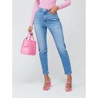 V By Very High Waist Push Up Straight Leg Jeans - Mid Wash Blue