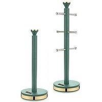 Tower Cavaletto Kitchen Towel Pole And Mug Tree Set - Green
