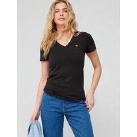 Tommy Jeans Skinny Stretch V Neck T-Shirt - Black