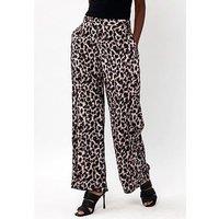 Religion Printed Wide Leg Trousers- Black