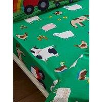 Catherine Lansfield Farmyard Animals Fitted Sheet - Green