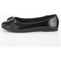 V By Very Extra Wide Fit Patent Bow Ballerina - Black