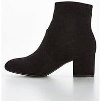 Everyday Block Heel Sock Ankle Boot - Black