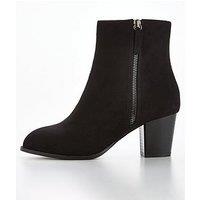 V By Very Wide Fit Block Heel Ankle Boot With Zip - Black