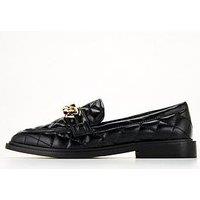 V By Very Chain Trim Quilted Loafer - Black