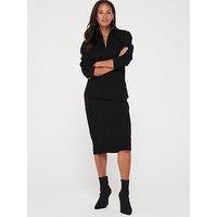 Everyday Knitted Quarter Zip Dress - Black