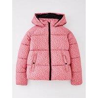V By Very Leopard Print Padded Coat - Pink