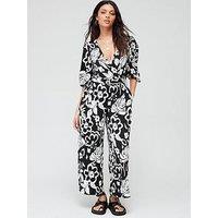 V By Very Wrap Tie Waist Cullotte Jumpsuit - Multi