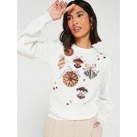 V By Very Christmas: Crew Neck Bauble Jumper