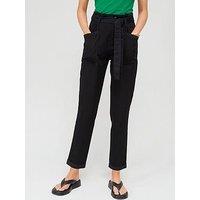 V By Very Paperbag Soft Touch Trousers - Black