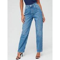 V By Very High Waist Relaxed Jean - Light Wash