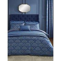 Catherine Lansfield Art Deco Pearl Duvet Cover Set In Navy