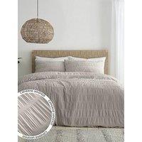 Catherine Lansfield Seersucker Duvet Cover Set In Natural