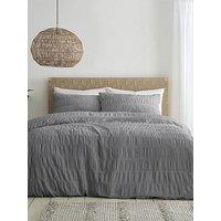 Catherine Lansfield Seersucker Duvet Cover Set In Grey