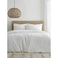 Catherine Lansfield Seersucker Duvet Cover Set In White