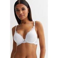 New Look White Floral Lace DiamantÉ Boost Bra