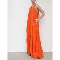 Religion Tiered Halter Neck Maxi Dress - Orange