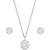 Simply Silver Sterling Silver 925 Cubic Zirconia Knot Set - Gift Boxed