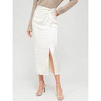 Fig & Basil Ruched Midaxi Skirt - White