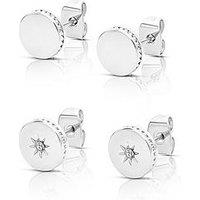 Buckley London Polished Set Of Two Silver Stud Earrings.
