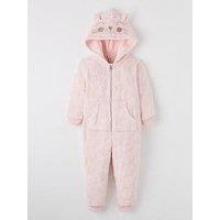 Mini V By Very Girls Fleece Heart Detail Mouse All In One - Pink