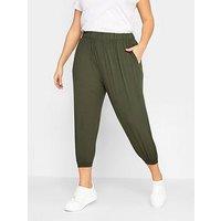 Yours Jersey Crop Harem Khaki