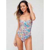 V By Very Shape Enhancing Ruched Swimsuit - Multi