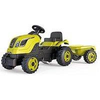 Smoby Farmer Xl Green Pedal Tractor With Trailer