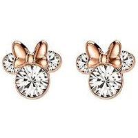 Disney Minnie Mouse Two Tone Sterling Silver Crystal Earrings