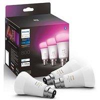 Philips Hue Hue White & Colour Ambiance Smart Bulb 3 Pack Led 6.5W B22
