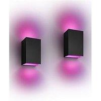 Philips Hue Hue Resonate White And Colour Ambiance Smart Outdoor Wall Light Twin Pack Black
