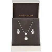 Jon Richard Rhodium Plated And Pearl Set - Gift Boxed