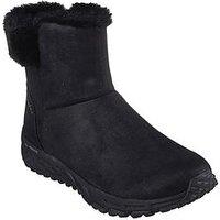 Skechers Escape Plan Outdoor Zip Up Boot - Black Microleather/Faux Fur