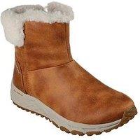 Skechers Escape Plan Outdoor Zip Up Boot - Chestnut Microleather/Faux Fur