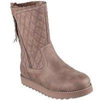 Skechers Keepsakes 2.0 Quilted Side Zip Boot - Taupe Microleather/Faux Fur