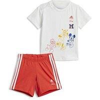 Adidas Sportswear Infant Unisex 2 Piece Disney Mickey Mouse Shorts And Short Sleeve T-Shirt Set - White