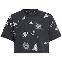 Adidas Sportswear Junior Girls Brand Love Printed T-Shirt - Black/White