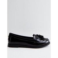 New Look Black Patent Tassel Trim Loafers