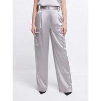 River Island Satin Utility Trousers - Silver